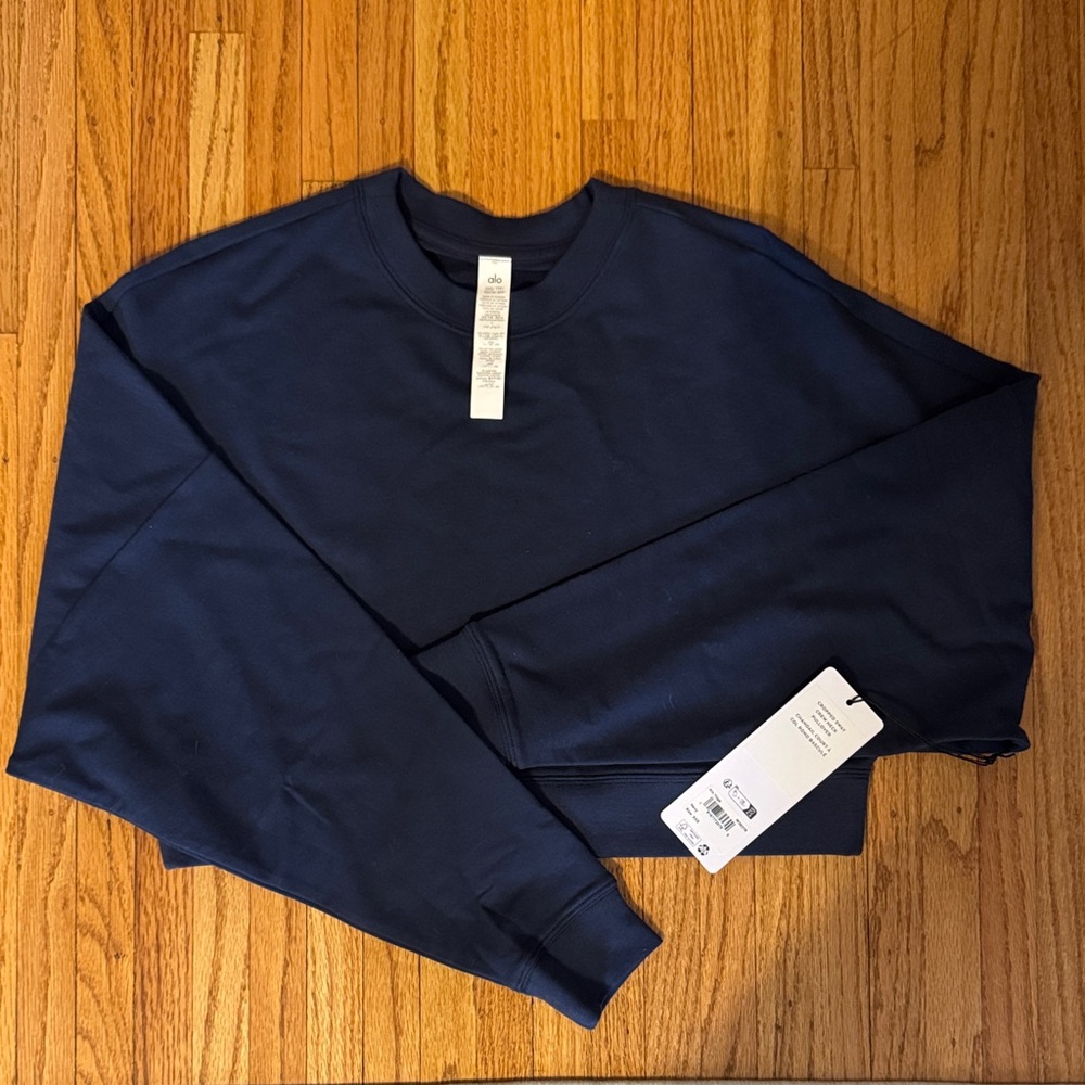 Alo Yoga Cropped Sway Crew Neck Pullover XXS NWT